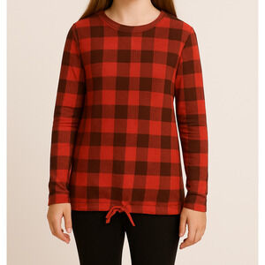 Buffalo Plaid 7/8 Drawstring Hem Sweater Girls Cat & Jack